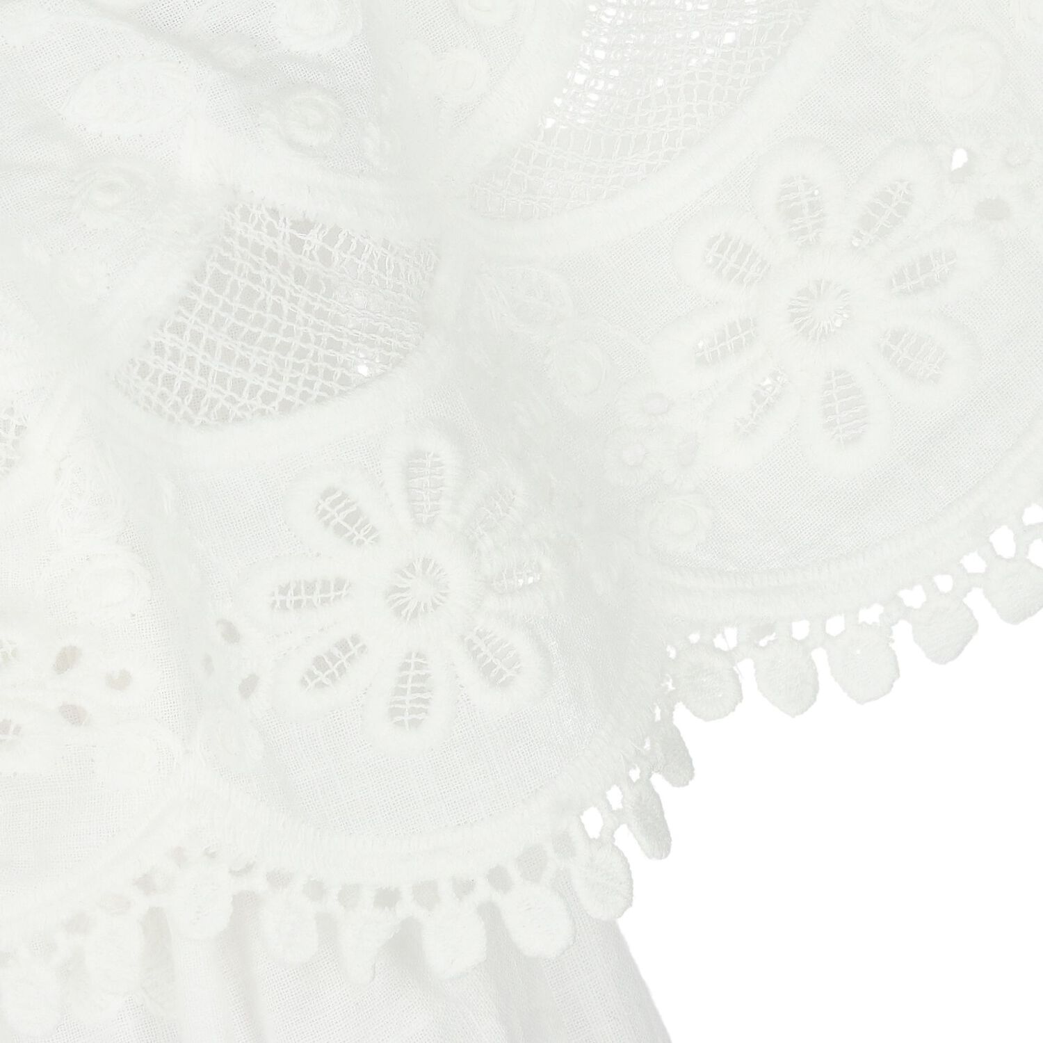 Girls White Floral Lace Dress, 1, hi-res