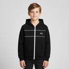 Boys Black Logo Hooded Zip Up Top, 1, hi-res