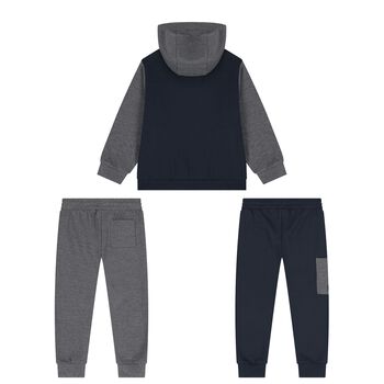 Boys Navy Blue & Grey Tracksuit Set ( 3 Piece )