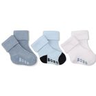 Baby Boys Blue & White Logo Socks ( 3-Pack ) , 2, hi-res