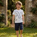 Boys Navy Blue Logo Shorts, 3, hi-res