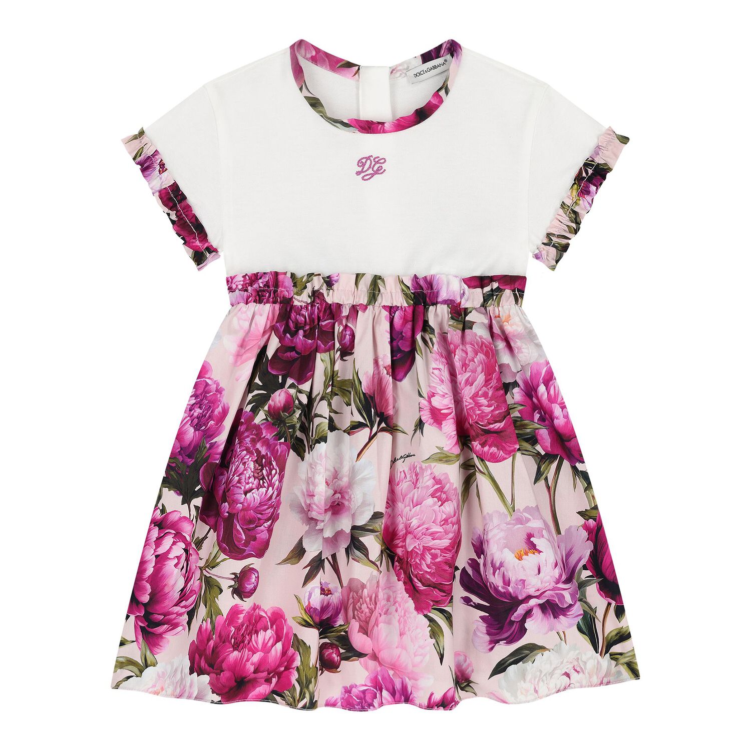 Baby Girls White & Pink Peony Dress Set, 1, hi-res