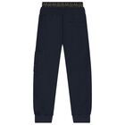 Boys Navy Blue Logo Joggers, 1, hi-res