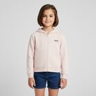 Girls Pink Logo Hooded Zip Up Top, 1, hi-res