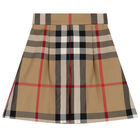 Girls Beige Checkered Skirt, 1, hi-res