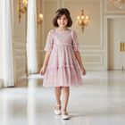 Girls Pink Sequin & Tulle Dress, 2, hi-res