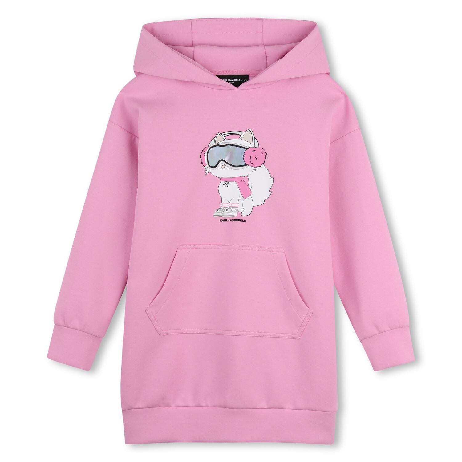 Girls Pink Choupette Hooded Dress, 1, hi-res