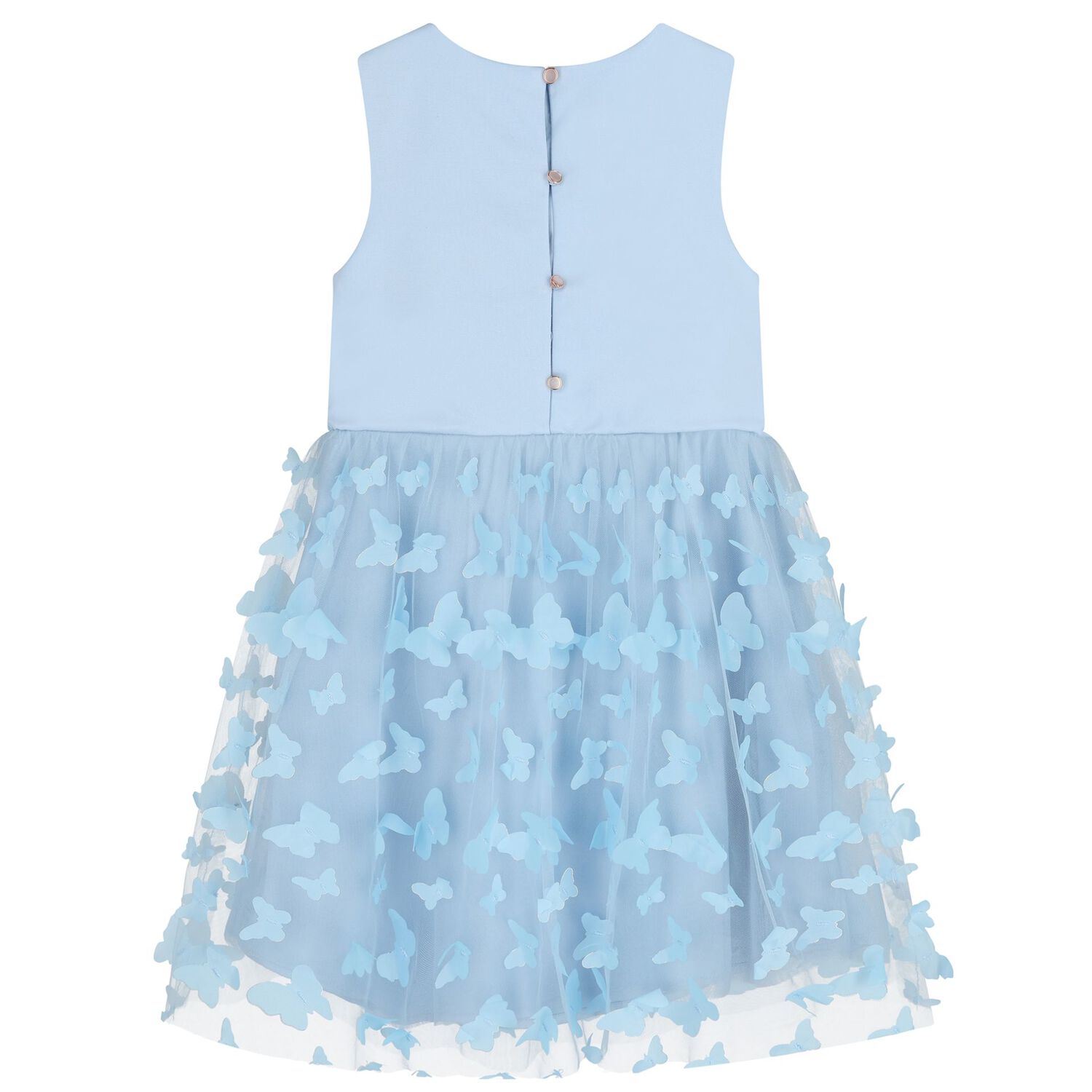 Girls Blue Butterfly Tulle Dress, 1, hi-res