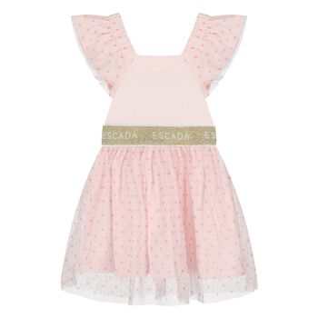 Younger Girls Pink Logo Tulle Dress
