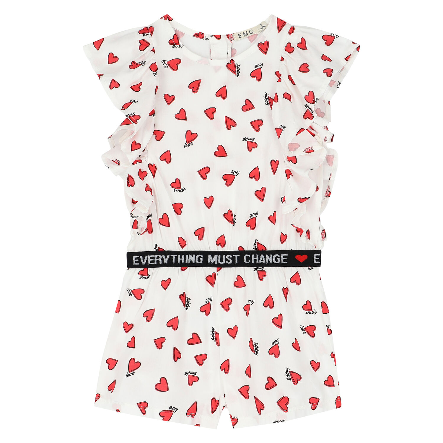Girls Ivory Heart Playsuit, 1, hi-res image number null