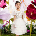 Girls White Embellished Tulle Dress, 1, hi-res
