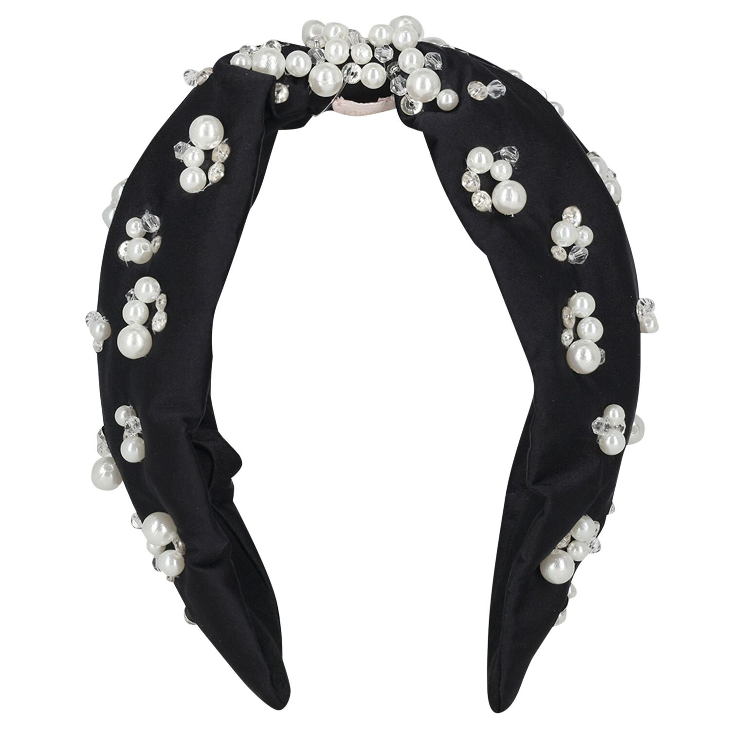 Girls Black Pearl & Cystal Headband, 1, hi-res