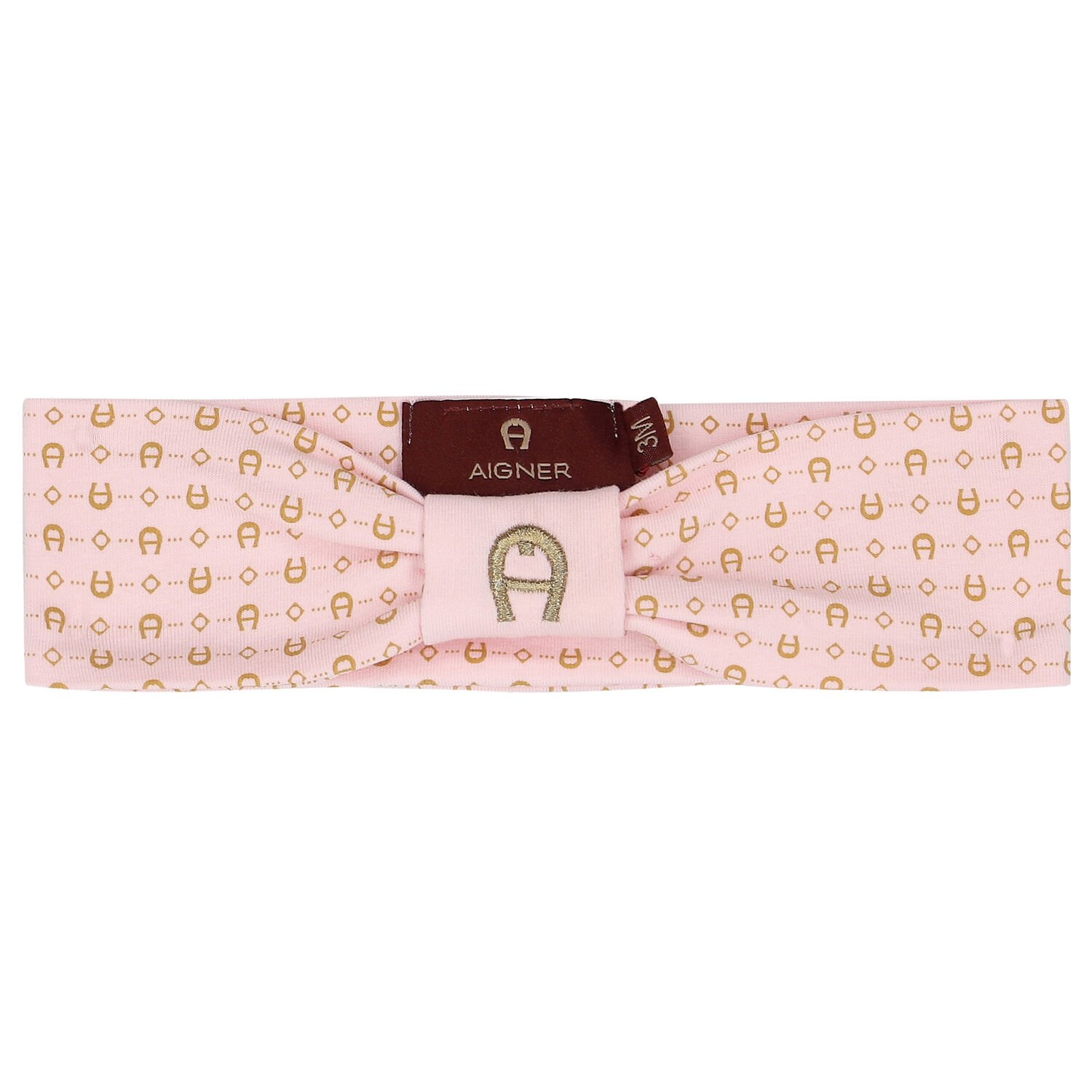Baby Girls Pink & Gold Pima Cotton Logo Headband, 2, hi-res