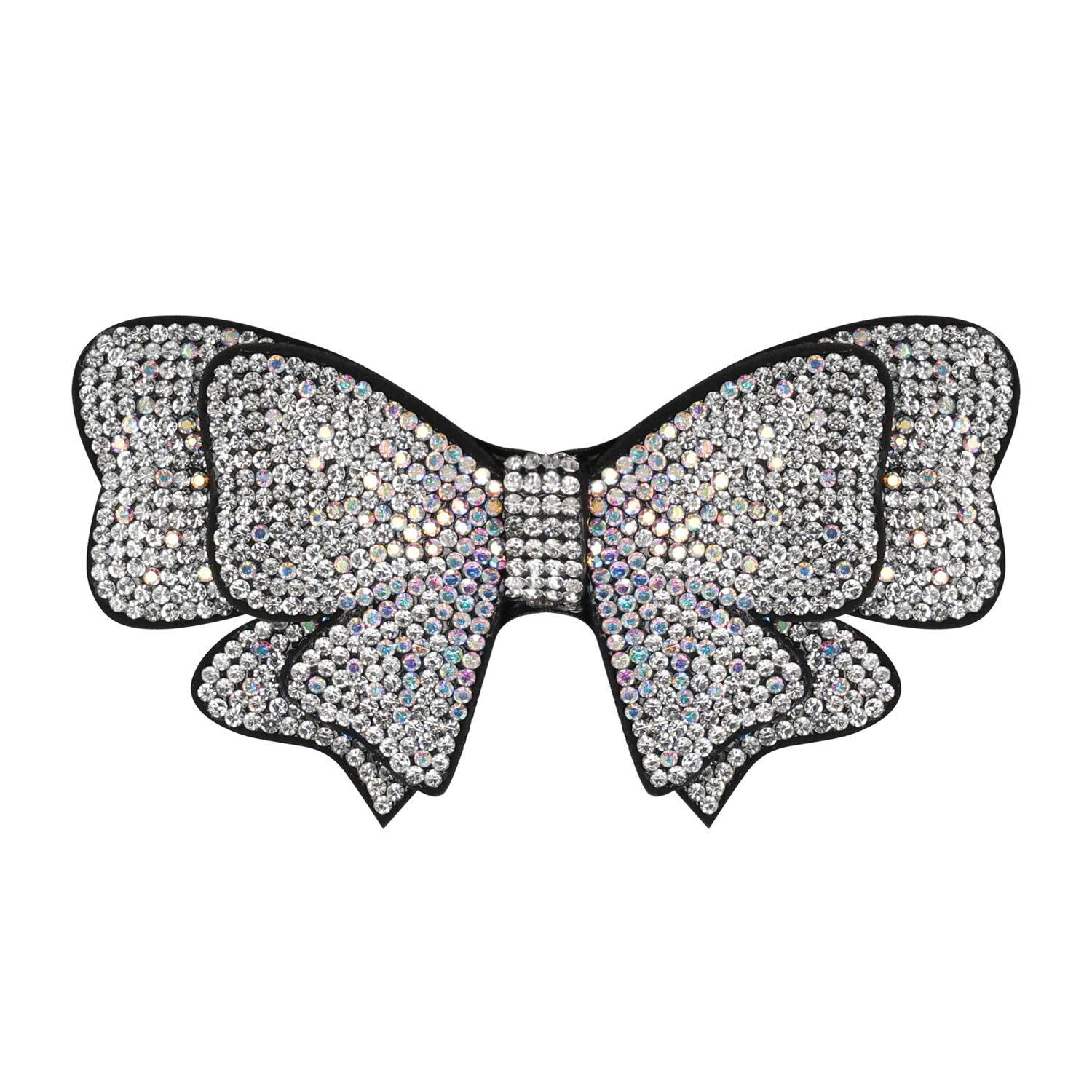 Girls Silver Diamante Bow Hairclip  , 1, hi-res