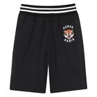 Boys Black Tiger Logo Shorts, 1, hi-res