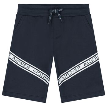 Younger Boys Navy Blue Logo Shorts