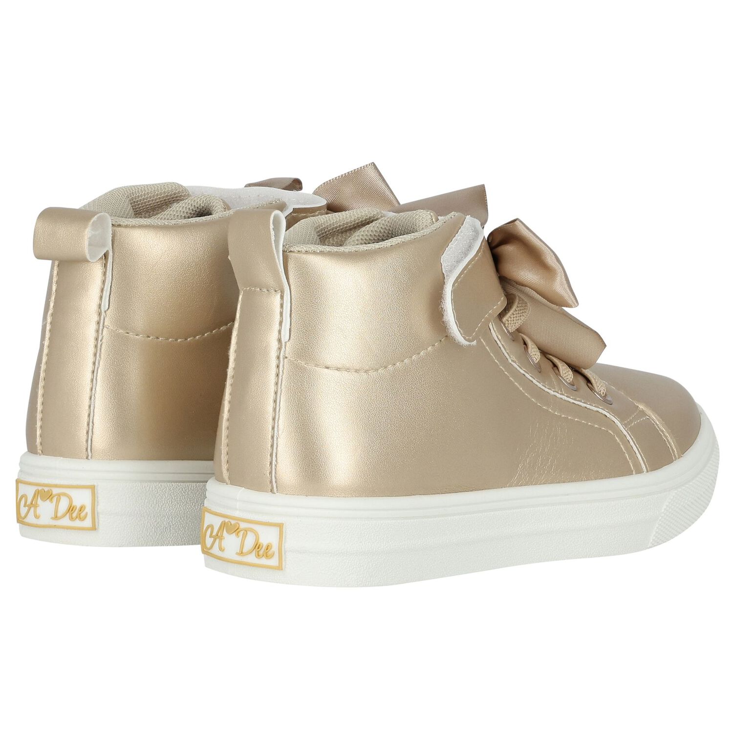 Girls Gold Bow Trainers, 1, hi-res image number null