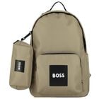 Boys Beige Canvas Backpack, 1, hi-res