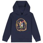 Boys Navy Blue Polo Bear Hooded Top, 1, hi-res