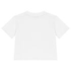 Girls White Logo Diamante T-Shirt, 1, hi-res
