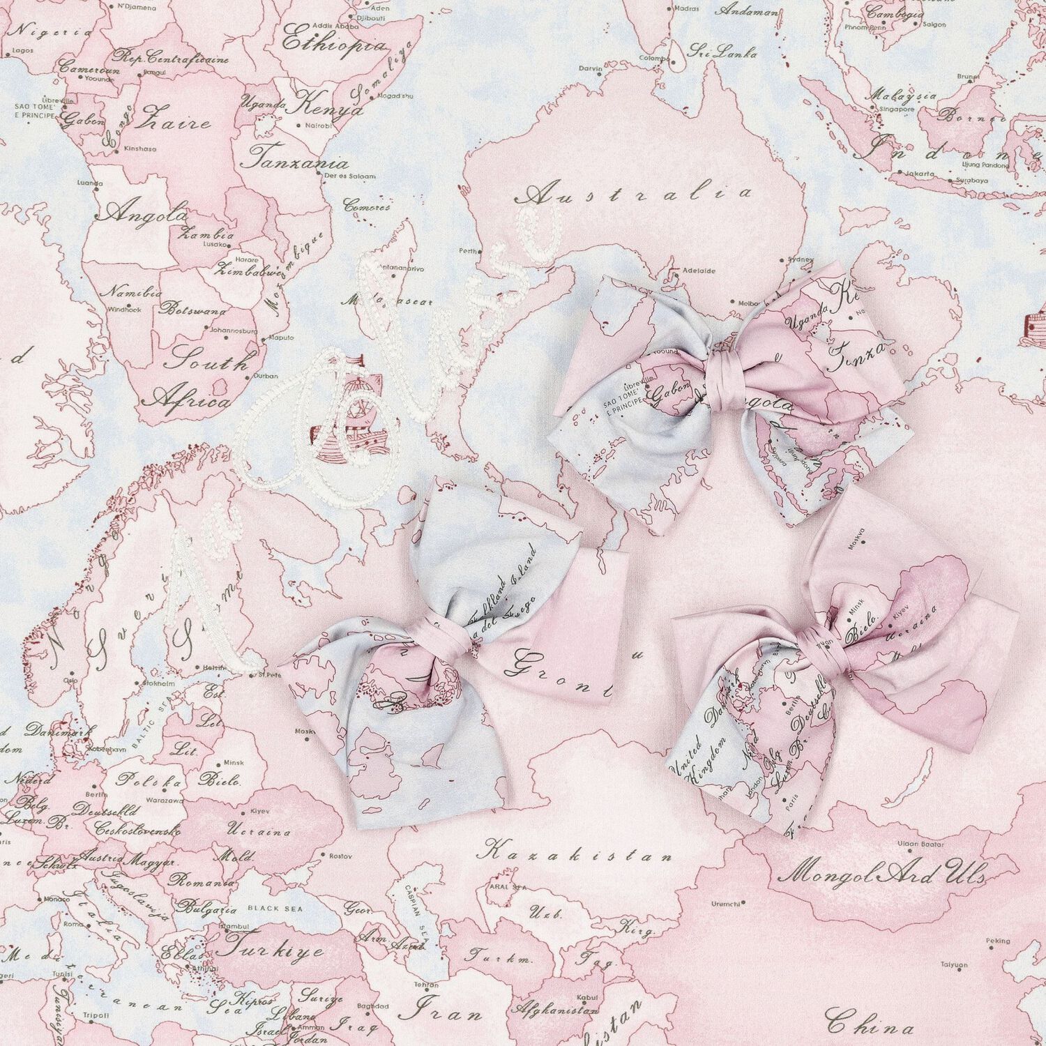 Baby Girls Ivory, Pink & Blue Geo Map Baby Blanket, 1, hi-res