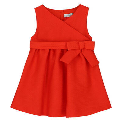 Baby Girls Red Jacquard Dress