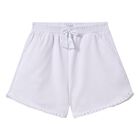 Girls White Fringe Shorts, 1, hi-res
