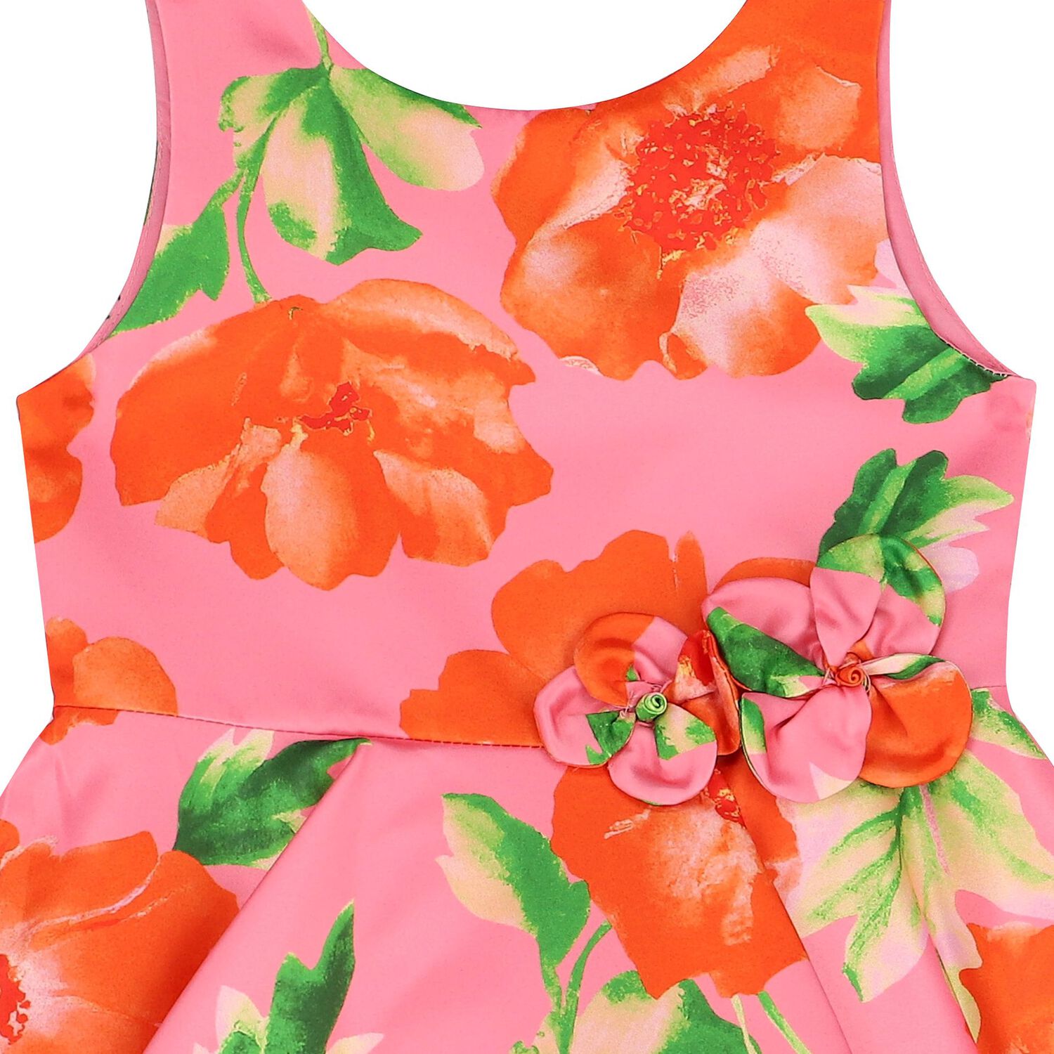 Girls Pink & Orange Floral Dress, 1, hi-res