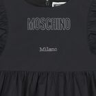 Girls Black Rhinestone Logo Dress , 1, hi-res