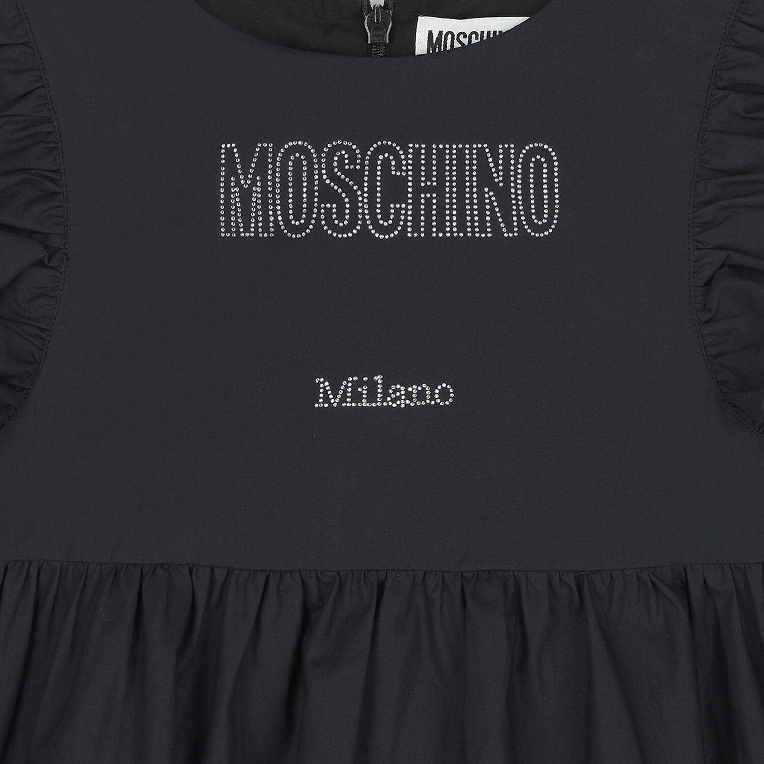 Girls Black Rhinestone Logo Dress , 1, hi-res