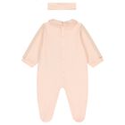 Baby Girls Peach Teddy Bear Logo Babygrow Gift Set, 1, hi-res