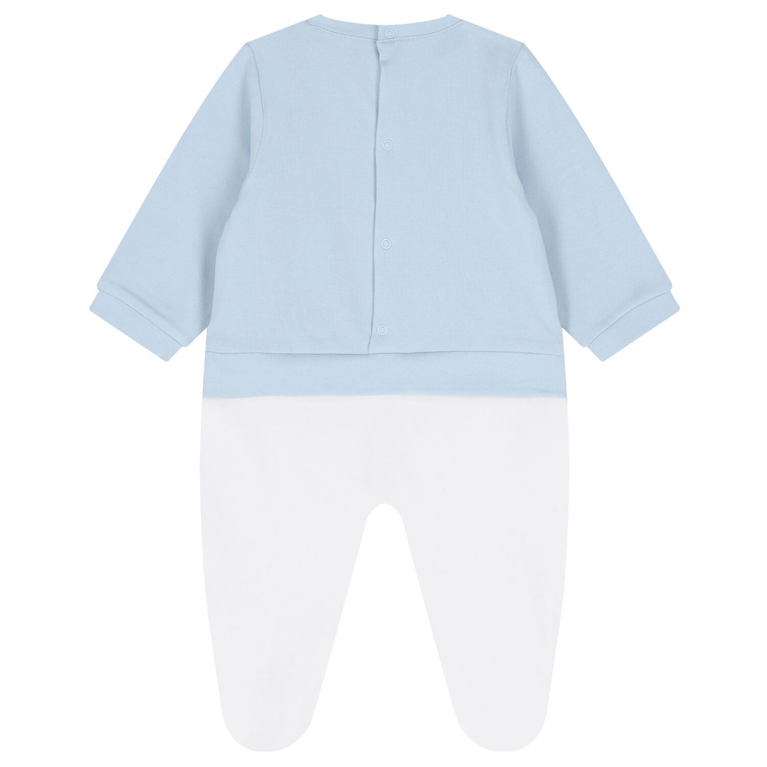 Baby Boys Blue & White Logo Babygrow, 1, hi-res