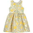 Girls Gold Lemon Jacquard Dress, 1, hi-res