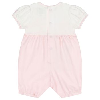 Baby Girls White & Pink Floral Romper