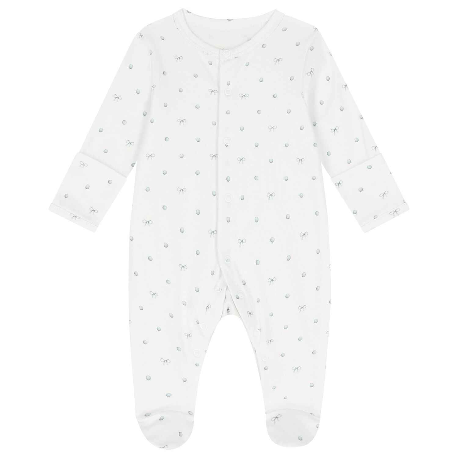 White Silver Bow Babygrow Set, 1, hi-res image number null