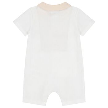 Baby Boys White & Beige Romper