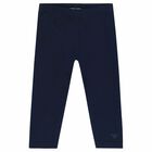 Younger Girls Navy Logo Leggings , 1, hi-res