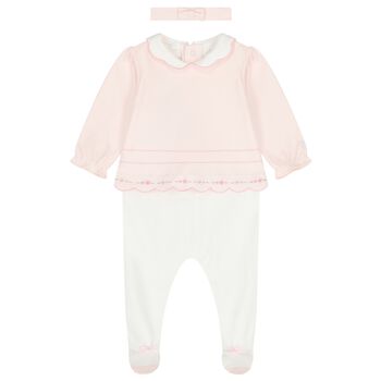 Baby Girls Pink Floral Babygrow Set