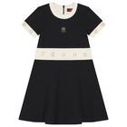 Girls Black Logo Dress, 1, hi-res