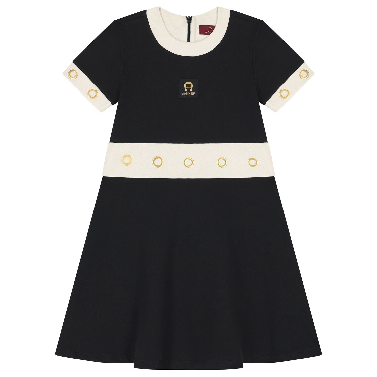 Girls Black Logo Dress, 1, hi-res