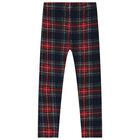 Girls Red & Navy Blue Tartan Leggings Set, 2, hi-res