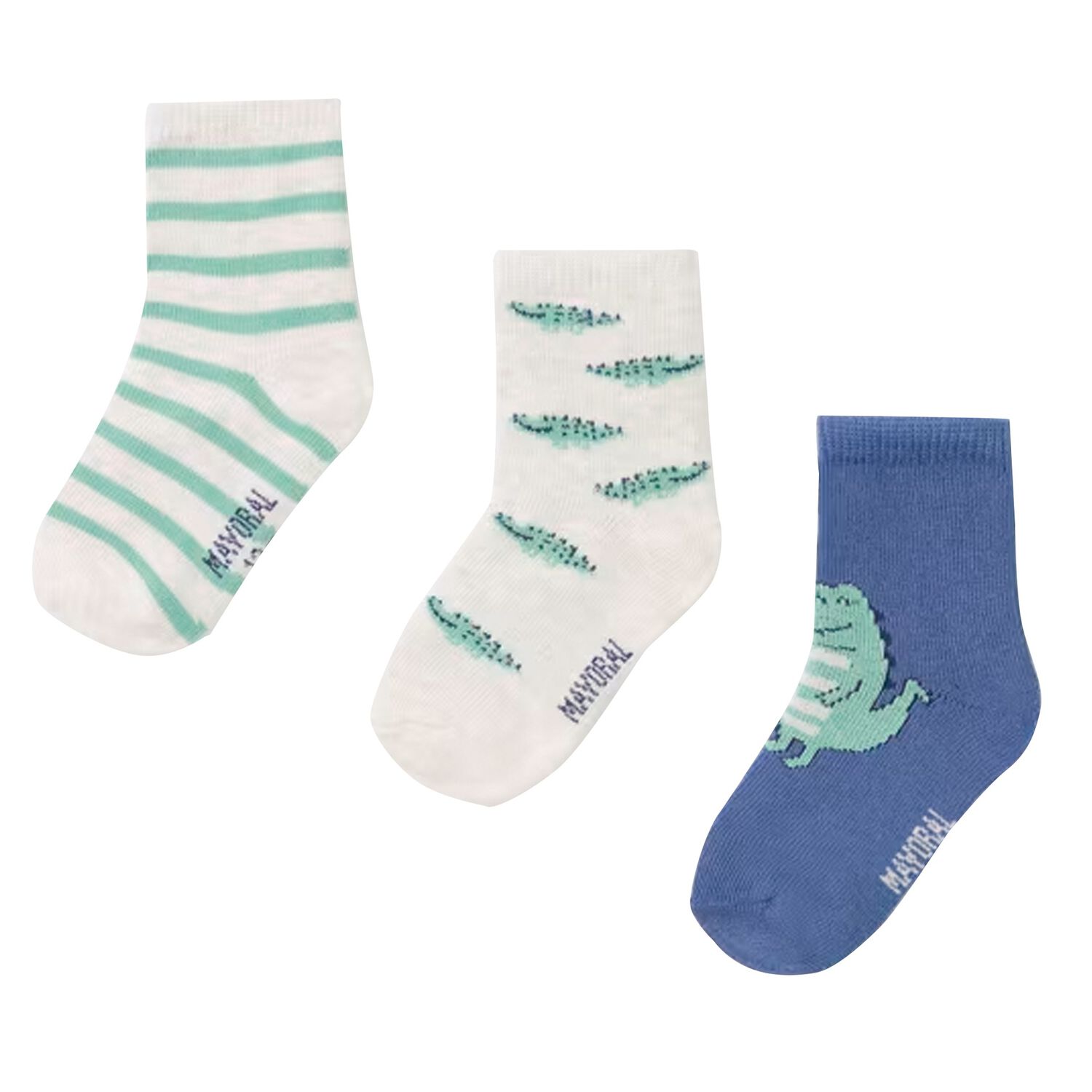 Younger Boys Blue, Ivory & Aqua Socks ( 3-Pack ), 1, hi-res