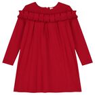 Girls Red Pleated Dress, 1, hi-res