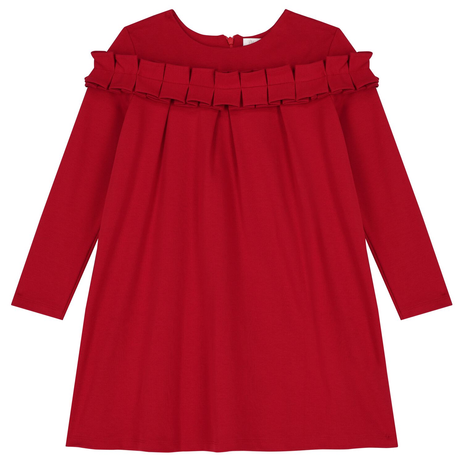 Girls Red Pleated Dress, 1, hi-res