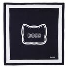 Baby Boys Navy Blue & Blue Logo Blanket, 1, hi-res