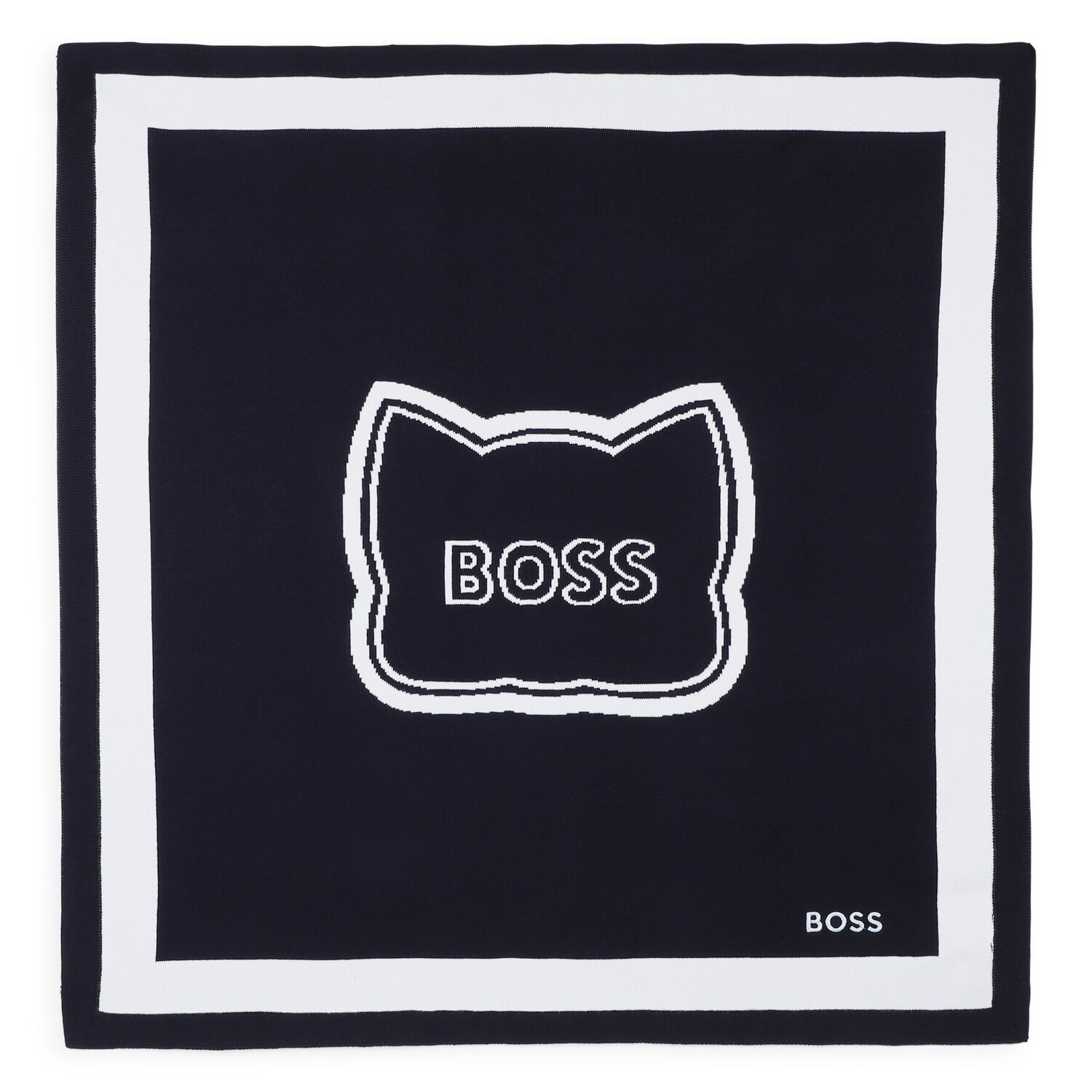 Baby Boys Navy Blue & Blue Logo Blanket, 1, hi-res