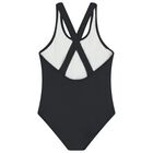 Girls Black Logo Swimsuit , 1, hi-res