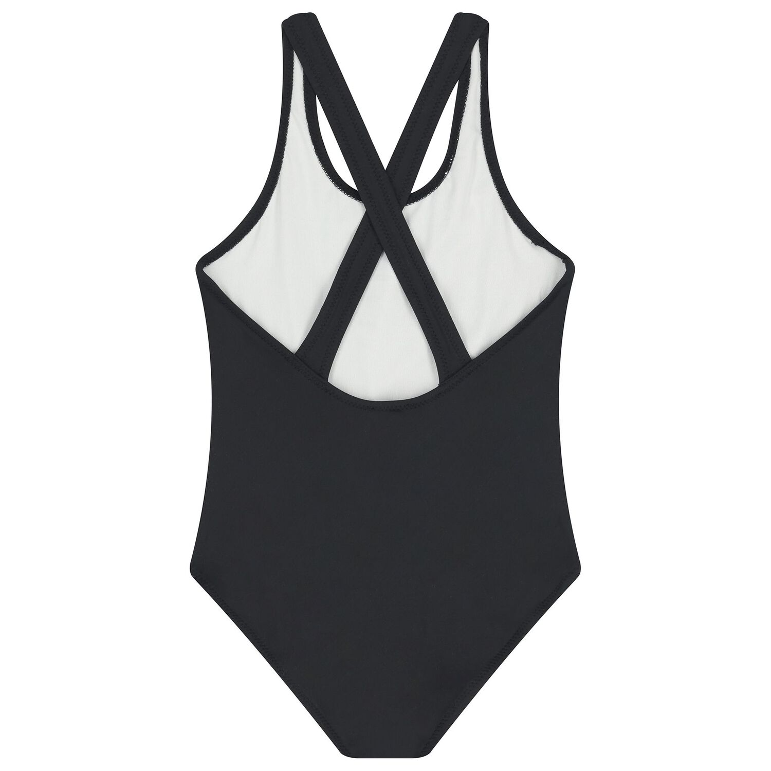 Girls Black Logo Swimsuit , 1, hi-res