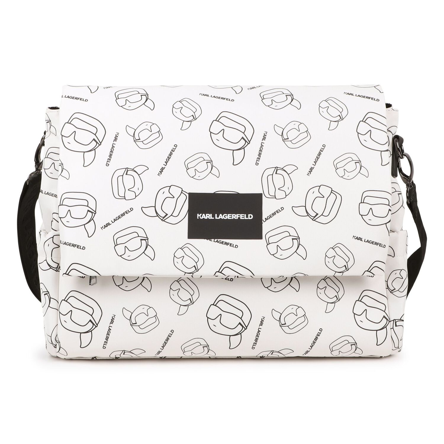 White Ikonik Karl Logo Changing Bag, 1, hi-res