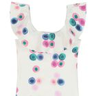 Girls White Ruffled Swimsuit, 1, hi-res